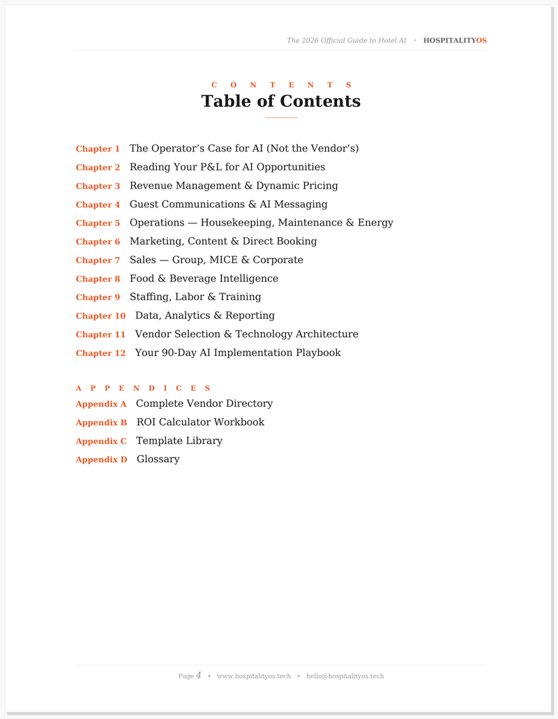 Table of Contents — 12 chapters and 4 appendices